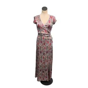Cecilia‎ Prado Dress Womens XS Pink Floral Knit Wrap Surplice Cap Sleeve Maxi